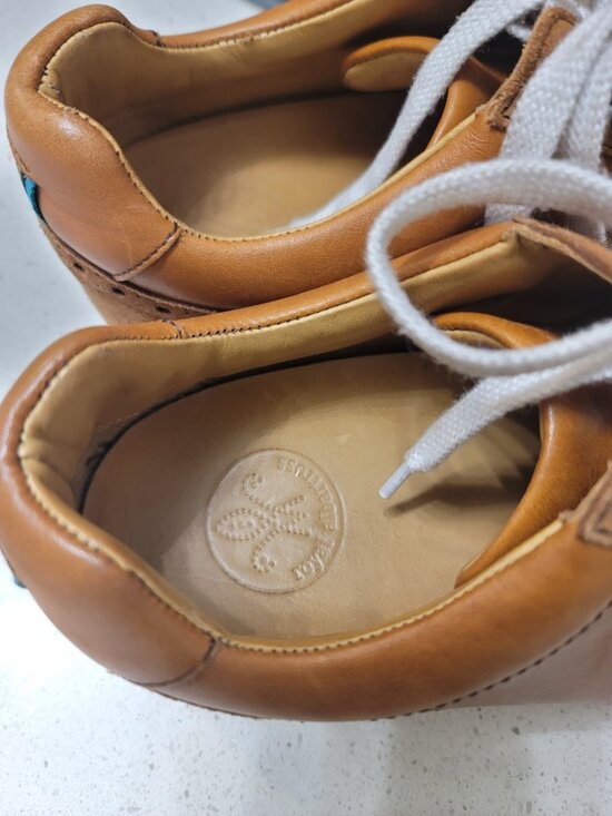 Royal Albatross Mens Leather Golf Shoes Wingtip Brogue Brown Orange Vibram Italy
